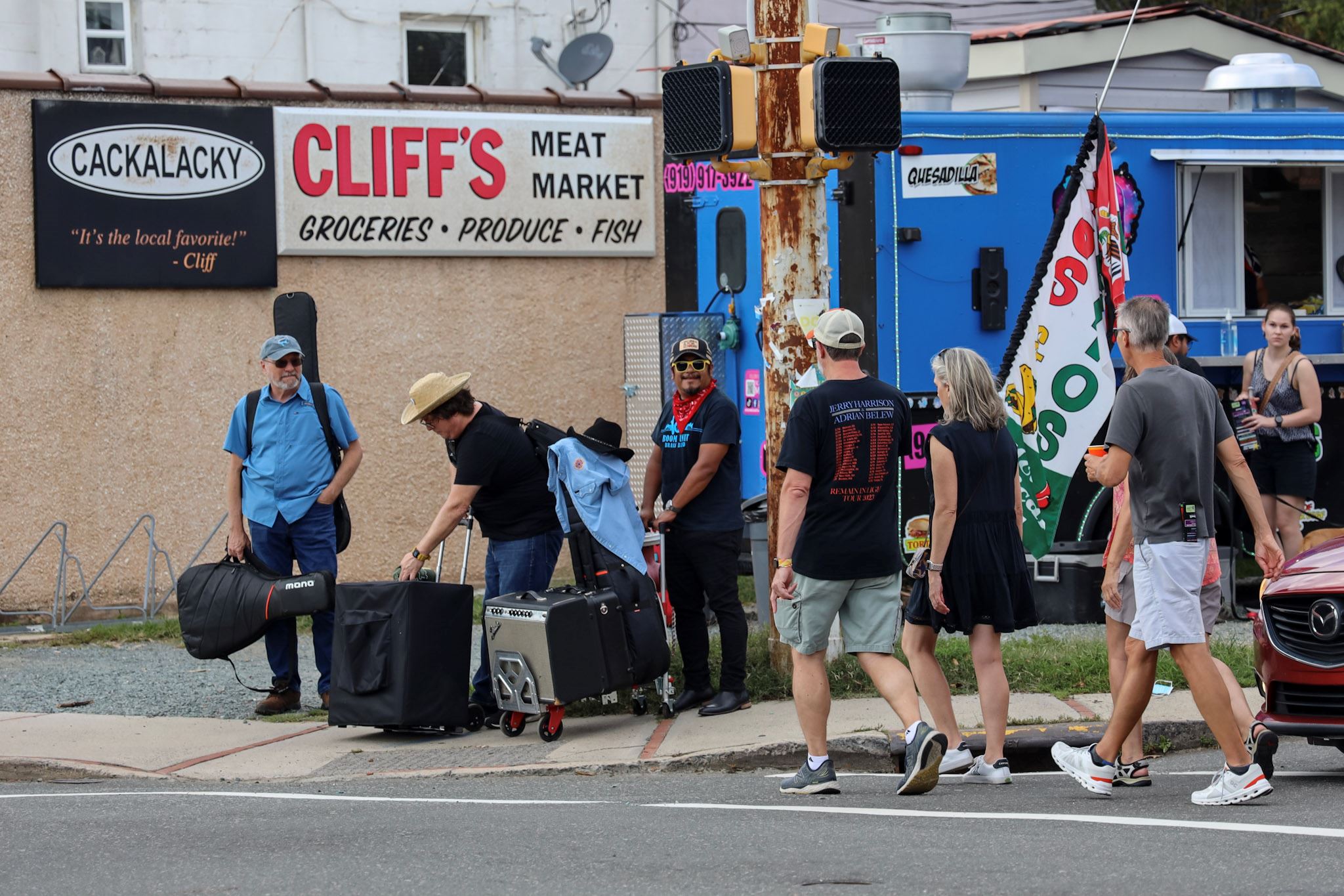 Cliffs Meat Market Building with Gathering Residents